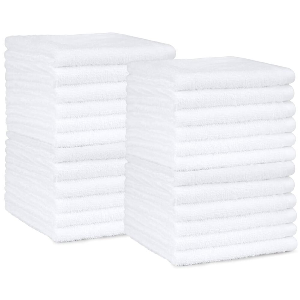24-Pack Fast Drying Cotton Washcloths for Bathroom- White
